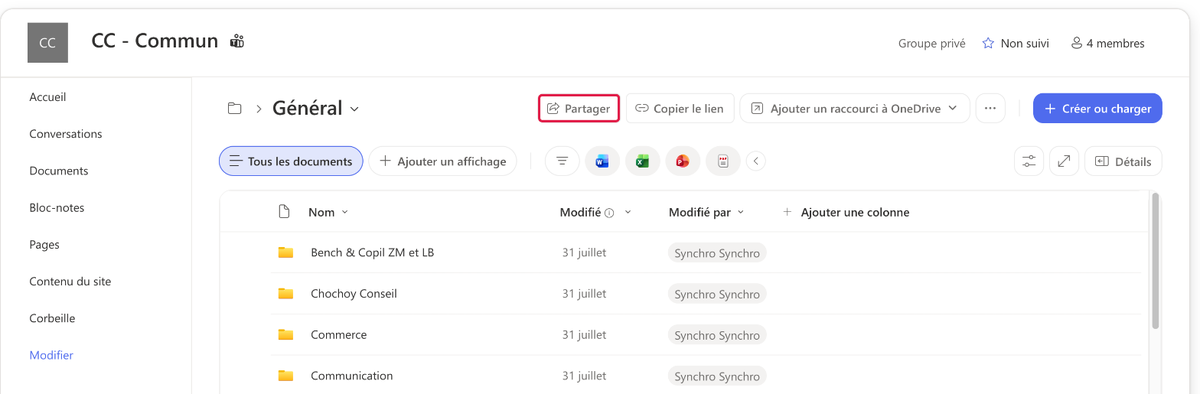 Bouton « Partager »
